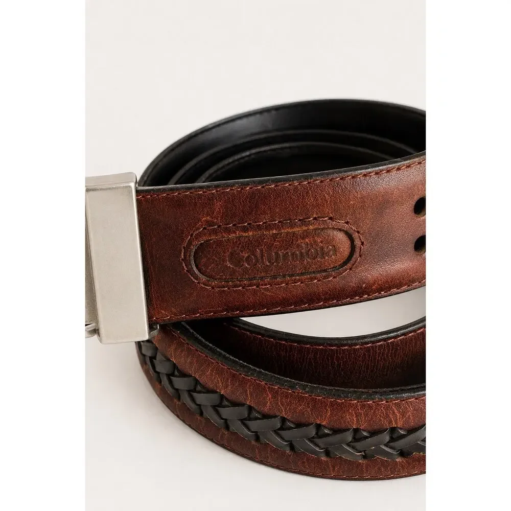Columbia Genuine Leather Braided Belt – Brown/Black Size 40